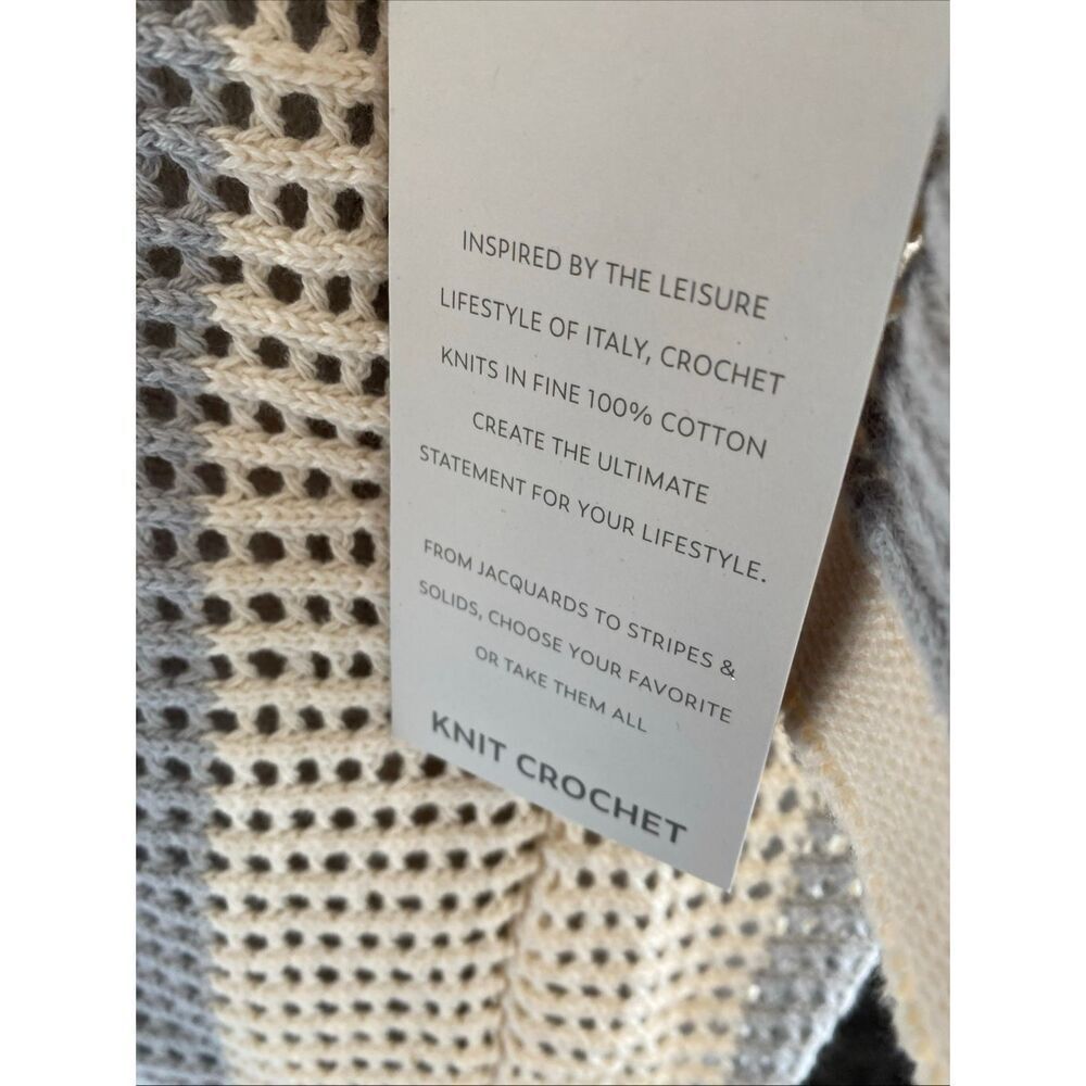 Massive Luxury Shirt Men’s Crochet Knit Button Down Collared New Ivory Beige L - Picture 10 of 13
